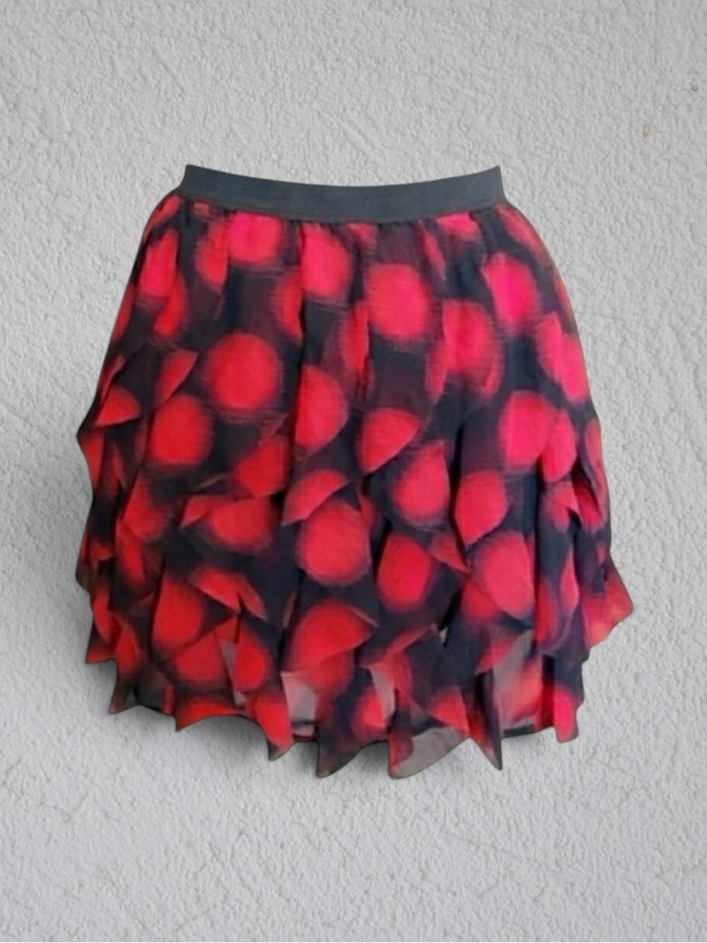 Princess Vera Wang Skirt Red Black Mini Polka Dot Ruffle Tiered Chiffon Y2K XS